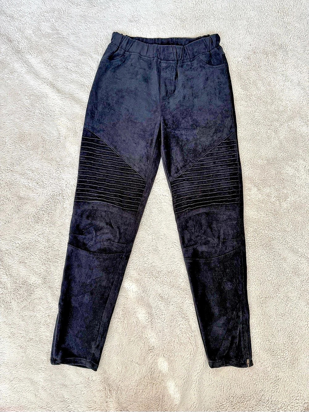 Umgee Faux Suede Moto Leggings Black Size Medium